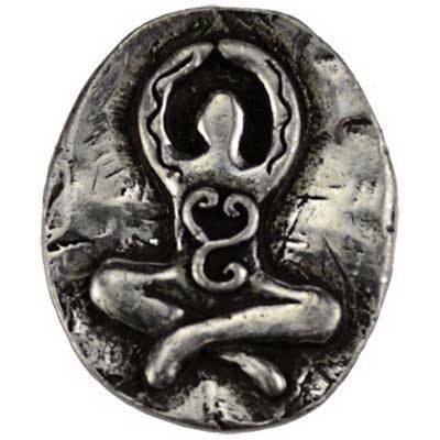Goddess pocket stone made of pewter, designed for meditation and connecting with the divine feminine.