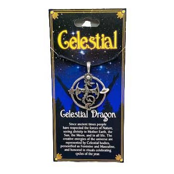 Celestial Dragon amulet with intricate celestial design and symbolism.