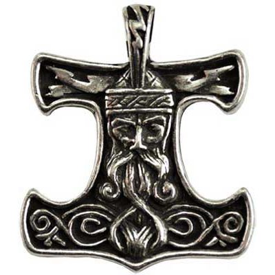 Norse Pride talisman featuring Thor's head, Celtic knotwork, pewter amulet.