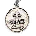 Silver toned Destroy Enemies talisman with intricate design for protection and empowerment.