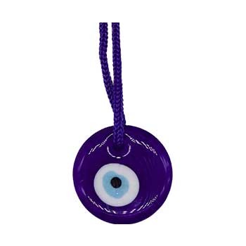 1 1/8 Evil Eye hanger amulet with blue and white design.
