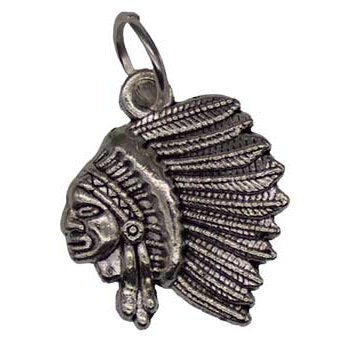 3/4" Indian Head amulet with detailed chief headdress made in India.