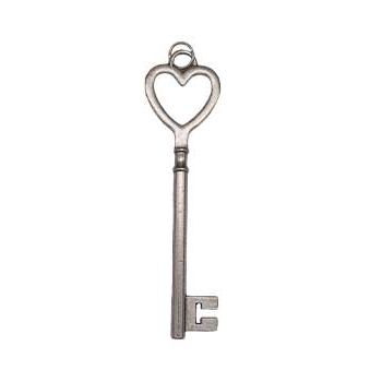 3 1/4" Key amulet with heart-shaped top, symbolizing liberation and desire.