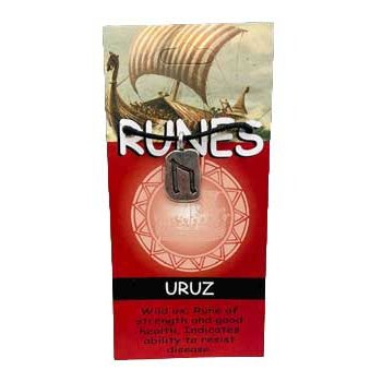 Rune Uruz amulet symbolizing strength and health with cord, 1-inch pendant.