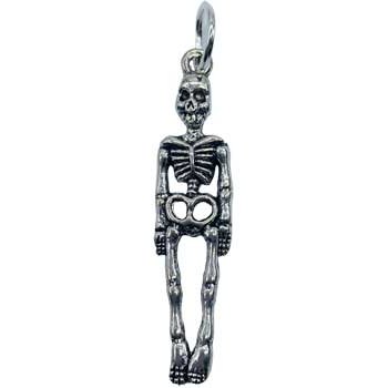 1 1/2" silvertone skeleton amulet.