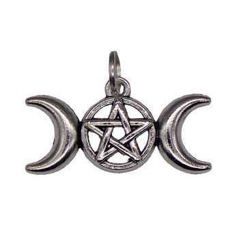 Triple Moon Pentacle Amulet, 1 1/8"