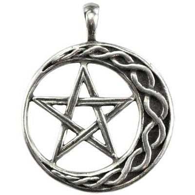 Braided Crescent Moon Pentacle Amulet, 1 1/4"