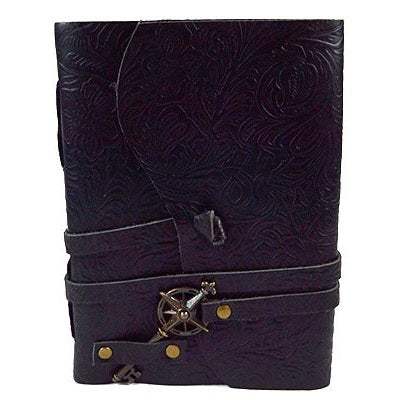 Black Embossed Leather Journal, 5" x 7"