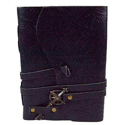 Black Embossed Leather Journal, 5" x 7"