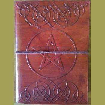 Pentagram Leather Blank Book with Cord, 5" x 7"