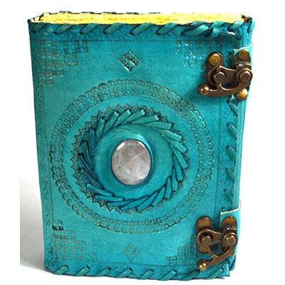 Blue with Stone aged looking paper leather w/ latch