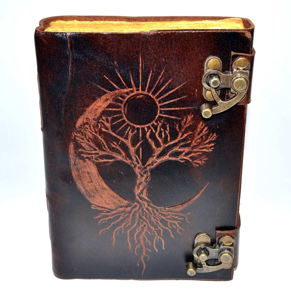 Sun, Moon and Tree Leather Journal with Latch