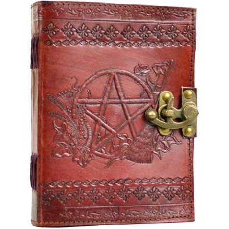 Pentacle Leather Blank Book with Latch, 5" x 7"
