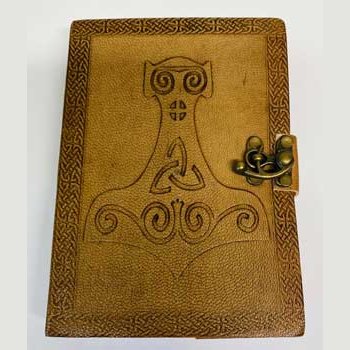 7" Thor Hammer embossed leather journal with latch closure.