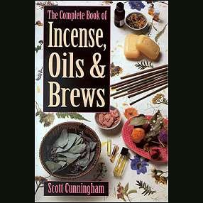 Complete Book of Incense, Oils and Brews by Scott Cunningham cover featuring incense sticks, herbs, oils, and soaps.