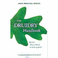 Druidry Handbook by John Greer cover with green leaf design.