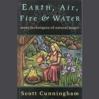Earth, Air, Fire & Water book cover by Scott Cunningham featuring elements of nature.