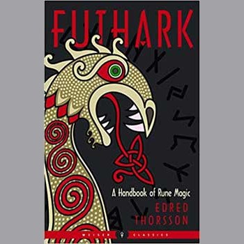 Futhark: Handbook of Rune Magic by Thorsson & Flowers - cover featuring ancient rune symbols and Norse design.