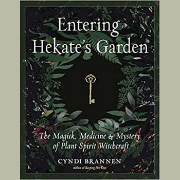 Entering Hekate's Garden book cover featuring plant spirit witchcraft themes with key imagery.