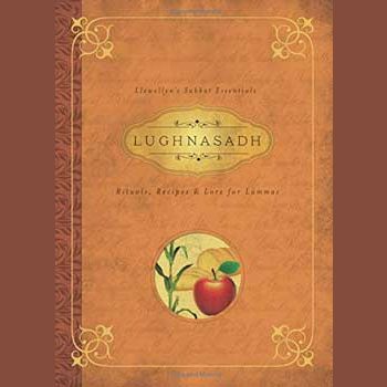 Laghnasadh book cover featuring harvest-themed design with apple illustration.