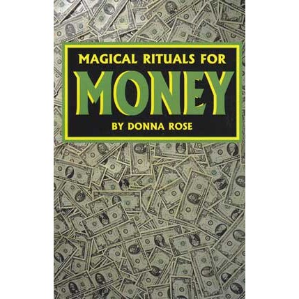 Magical Rituals for Money book by Donna Rose on a money-themed background.