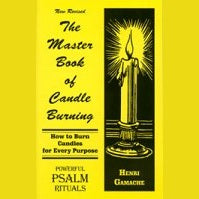 Master Book of Candle Burning cover featuring candle illustration and ritual guide by Henri Gamac.