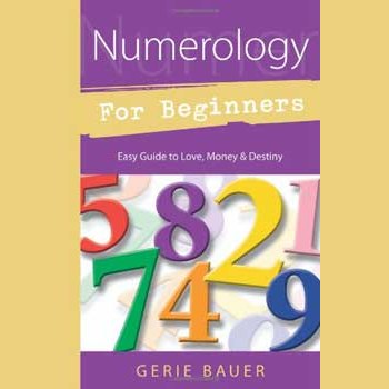 Book cover of "Numerology for Beginners" by Gerie Bauer, featuring colorful numbers.