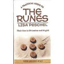 Practical Guide to the Runes by Lisa Peschel book cover with rune symbols.