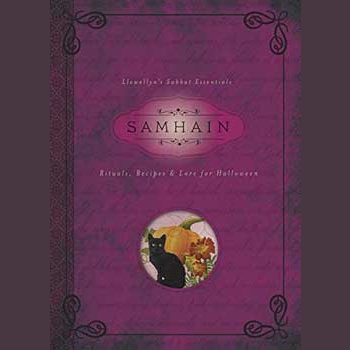 Samhain book cover featuring purple design with symbols for Halloween rituals and divination.