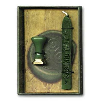 Celtic sealing wax kit with natural wax and metal seal for rituals and invitations.