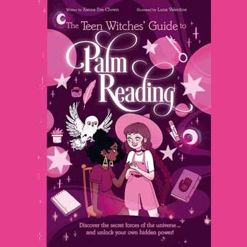 Teen Witches' Guide to Palm Reading book cover with mystical symbols and illustrations.