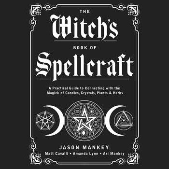 Cover of Witch's Book of Spellcraft by Jason Manke featuring magical symbols and gothic typography