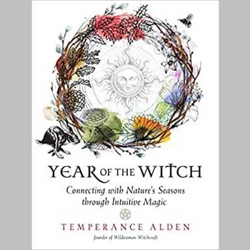 Year of the Witch book by Temperance Alden with nature-inspired wreath and mystical sun illustration on cover