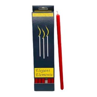10-inch red chime candle 6 pack in packaging.