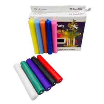 20-pack of 1/2 inch diameter assorted colored chime candles in a box for spiritual rituals and spellcasting