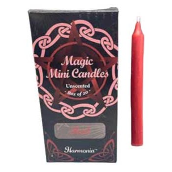 Box of 20 unscented red 5-inch chime candles for magical rituals and energy work