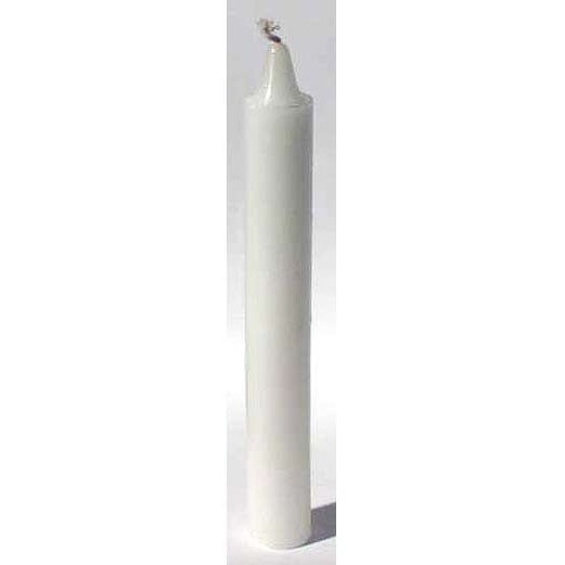 White 6" household candle symbolizing peace and spirituality.