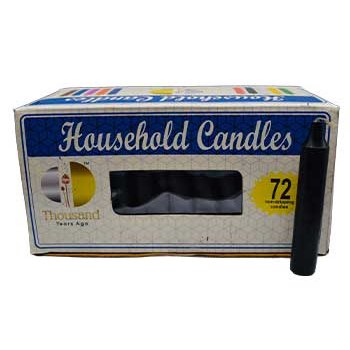 Set of 72 black 4-inch household candles in a box for spiritual and protective use