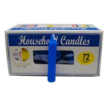 72-piece set of blue 4-inch household candles in packaging for cleansing and healing rituals.