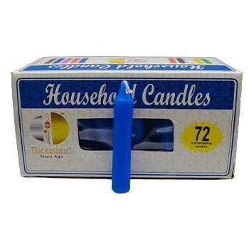 72 Blue Household Candles, 4"