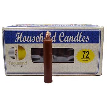 Set of 72 brown 4-inch household candles in packaging.