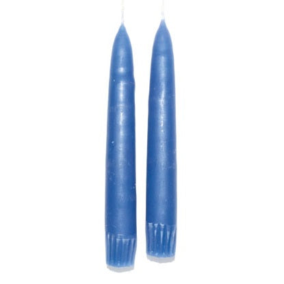 7" Amish Grey taper candle pair in colonial blue.
