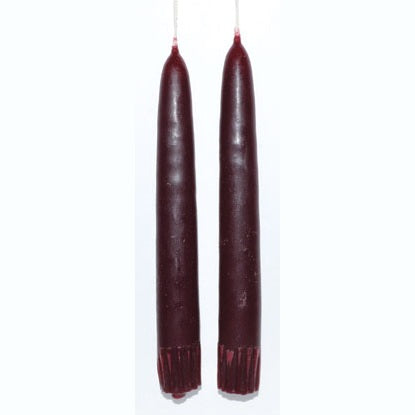 7" Dark Red taper candles pair joined at the wick