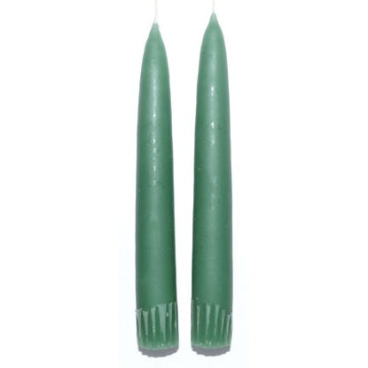 Pair of 7-inch sage green taper candles joined at the wick for spiritual and ritual use