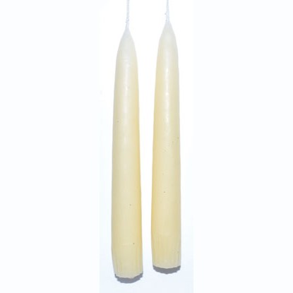 7" Antique White taper pair candles joined at the wick.