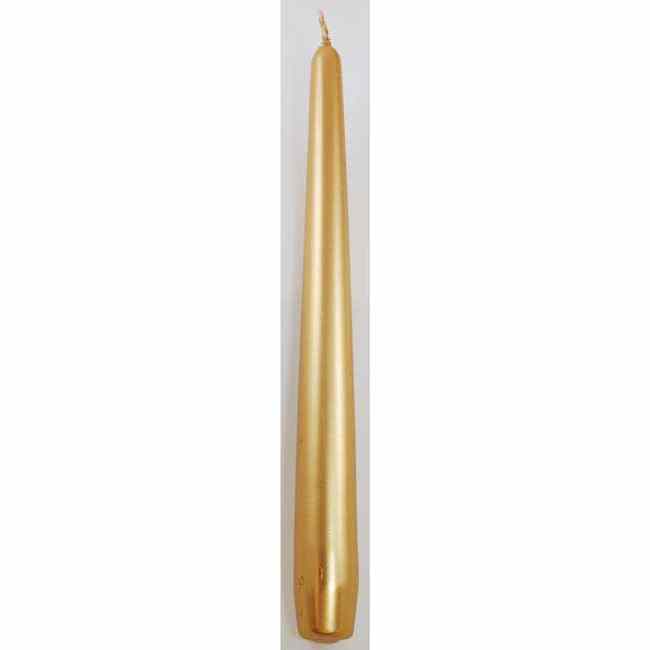 9" gold taper candle for home décor and candle magick.