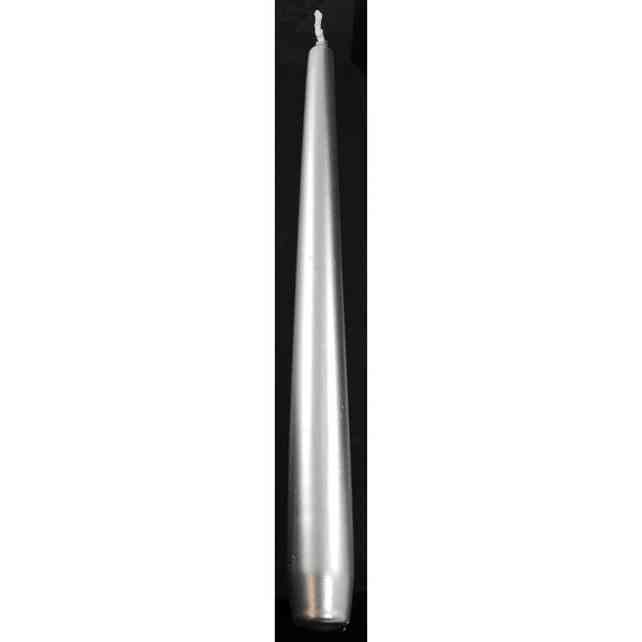 9 inch silver metallic taper candle for home decor and candle magick rituals
