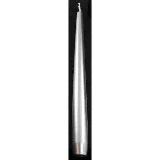 9 inch silver metallic taper candle for home decor and candle magick rituals