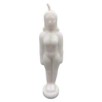 6 3/4" white woman-shaped candle for spiritual rituals and energy work