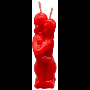 5" red lovers candle with dual wicks depicting embracing couple for passion and love rituals